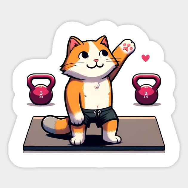 Kettlebell Kitty's Hi-Five Sticker by Purrformance Wear